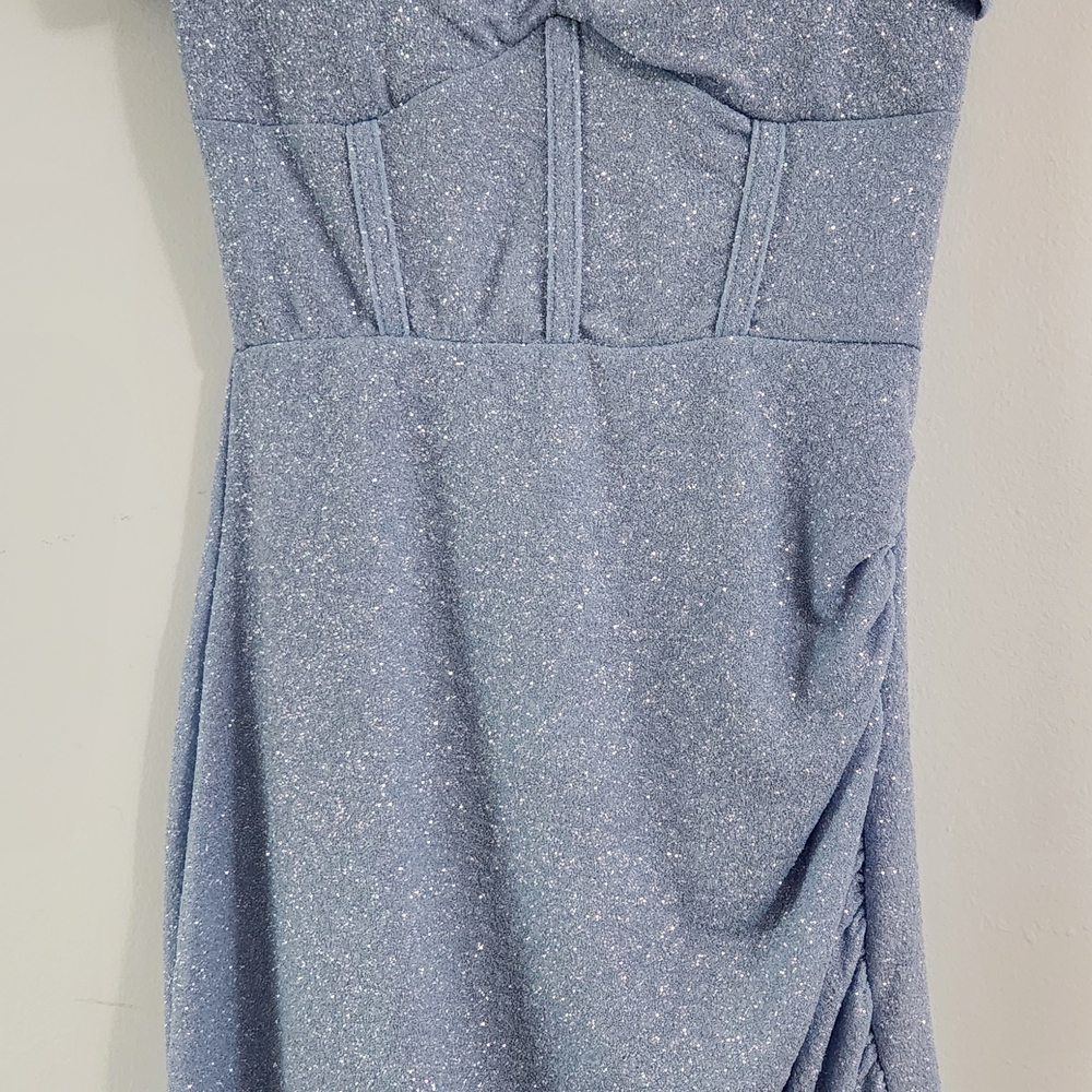 Windsor Glittering Blue Strapless Dress